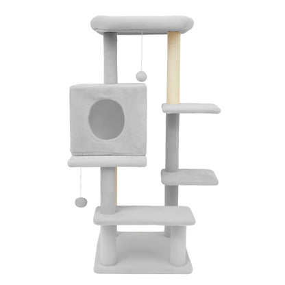 Sturdy Cat Tree: 40-Inch Indoor Cat Tower with Steps for Easy Climbing, Hiding Caves, Scratching Posts & Toys, Perfect for Big Cats