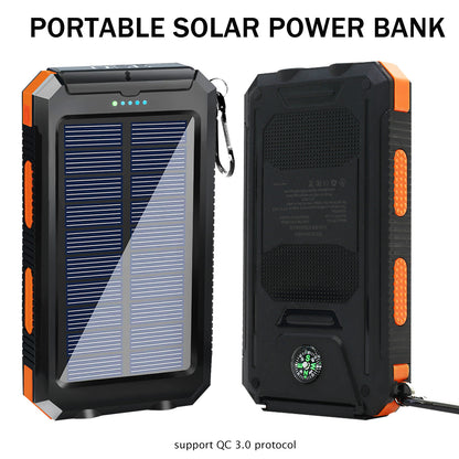 2PK Solar Power Bank, Portable Charger, 20000mAh Solar Charger with LED Flashlight, IP65 Waterproof External Backup Battery Pack Perfect for Camping, Outdoor Activities
