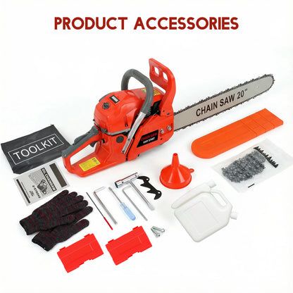BAOKALER 20-Inch Gas Chainsaw, 10700 RPM 2-Cycle 62CC Heavy Duty Gas Chainsaw, 3.4HP Powerful Chainsaws, for Farm/Garden/Ranch/Wood Cutting