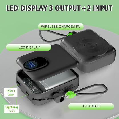 Magnetic Portable Charger, Ultra-Light 10000mAh 22.5W Power Bank, USB-C In & Out Fast Charging, Wireless Powerbank Compatible with iPhone 17/16/15/14 Samsung S22/S21 iPad etc (Black)