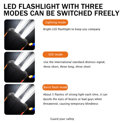 2PK Solar Power Bank, Portable Charger, 20000mAh Solar Charger with LED Flashlight, IP65 Waterproof External Backup Battery Pack Perfect for Camping, Outdoor Activities