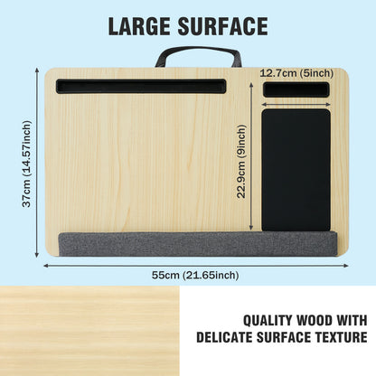 Baokaler Lap desk, Portable Laptop Desk with Pillow, Lapdesk Table with Soft Pillow, Fits up to 15.6 inches, White
