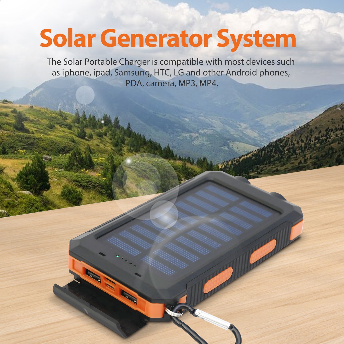 2PK Solar Power Bank, Portable Charger, 20000mAh Solar Charger with LED Flashlight, IP65 Waterproof External Backup Battery Pack Perfect for Camping, Outdoor Activities