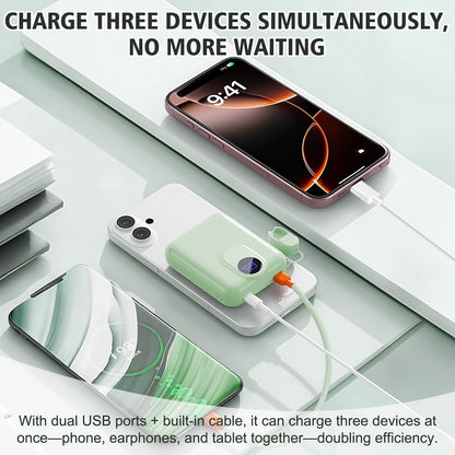 CATGOOD Magnetic Portable Charger, 10,000mAh Wireless Power Bank with USB-C Cable, Magsafe-Compatible Battery Pack for iPhone 17/16/15/14/13/12 Series(Green)