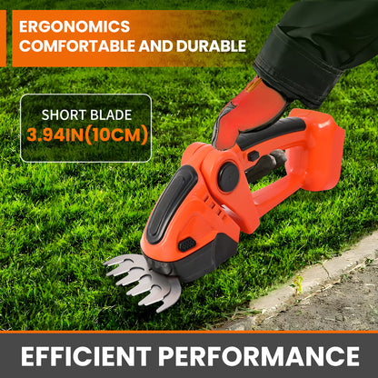 2-in-1 Cordless Hedge Trimmer, 24V Electric Hedge Trimmer with 2 Batteries and Charger for Garden and Lawn Maintenance, Orange