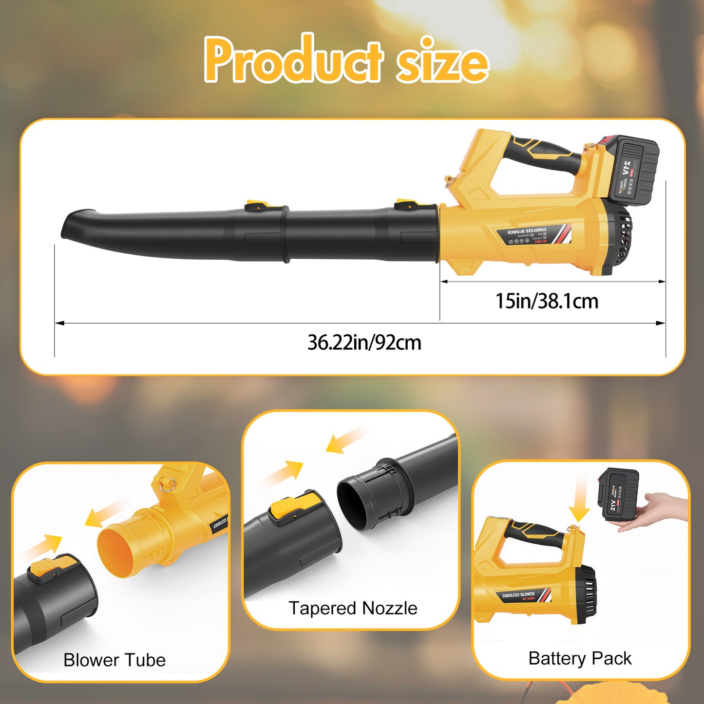 CATGOOD Leaf Blower Cordless, 4AH Battery Powered Leaf Blower for Lawn Care, 600 CFM Leaf Blower with 2 Battery, Lightweight and 2 Speeds