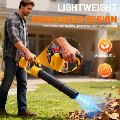 BAOKALER 580CFM Cordless Leaf Blower with 3 Batteries & Charger, 180MPH Handheld Blower, 5-Section Telescoping, Variable Speed for Yard, Patio, Driveway Cleaning (Yellow)