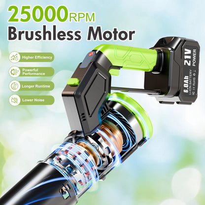 BAOKALER 21V Electric Cordless Leaf Blower, 600CFM 130MPH Sonw Blower with 2¡Á6AH Batteries, 3 Speed Modes, 180¡ã Adjustable Tube, LED Display
