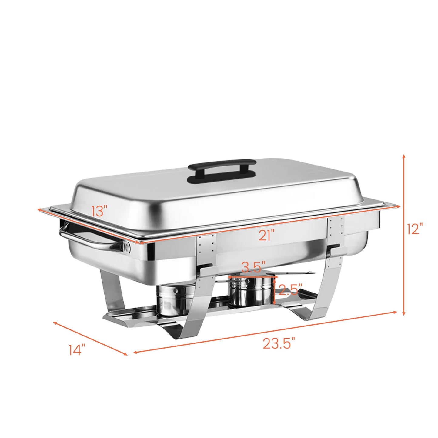 2Pack Chafing Dish Buffet Set, 8QT Buffet Servers and Warmers Chaffing Servers Stainless Steel with 2 Half Size Food Pans, Rectangular Food Warmers for Parties Buffets