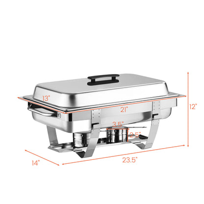 2Pack Chafing Dish Buffet Set, 8QT Buffet Servers and Warmers Chaffing Servers Stainless Steel with 2 Half Size Food Pans, Rectangular Food Warmers for Parties Buffets