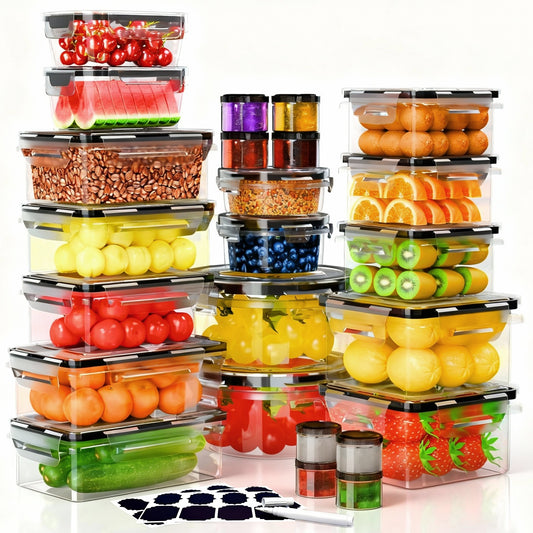 Food Storage Containers with Lids, 52 Piece Leak Proof Clear Plastic Food Container for Food, BPA-Free, Food Meal Storage Set, Meal Prep Container Stackable Containers, PP+Silicone