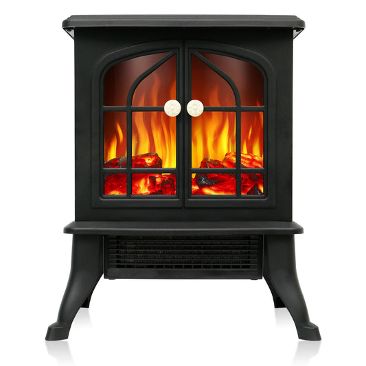1,000 sq ft Infrared Quartz Electric Fireplace, 1500W Electric Fireplace Heater with Realistic 3D Flame Effect, Electric Heater with Overheat Protection for Home Bedroom Office