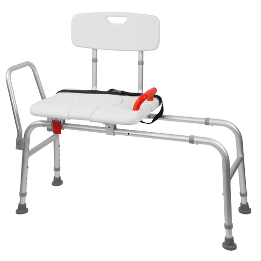 Sliding Shower Chair 320lbs for Elderly and Disabled Adjustable Height with Beige Safety Belt for Safe Showering Suitable for Seniors and Disabled