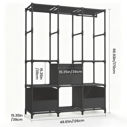 Portable Closet, Non-Woven Fabric Portable Closet Organizers and Storage, Clothes Storage with 3 Storage Drawers, Wardrobe Closet for Bedroom and Living Room, Black