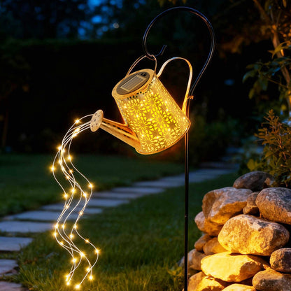 CATGOOD Outdoor Solar Garden Decor, Watering Can with Solar Lights, Large Hanging Lantern Landscape Lights Outside Decorations for Yard Porch Patio Pathway Gardening Gift, Warm White
