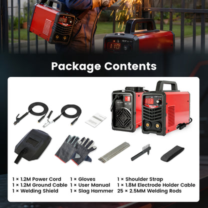 BAOKALER Stick Welder Kit 200A Digital Display 110V Mini ARC MMA IGBT Inverter Welder, Hot Start Anti-Stick Arc Force, Portable with Dual USB, 20 Rods