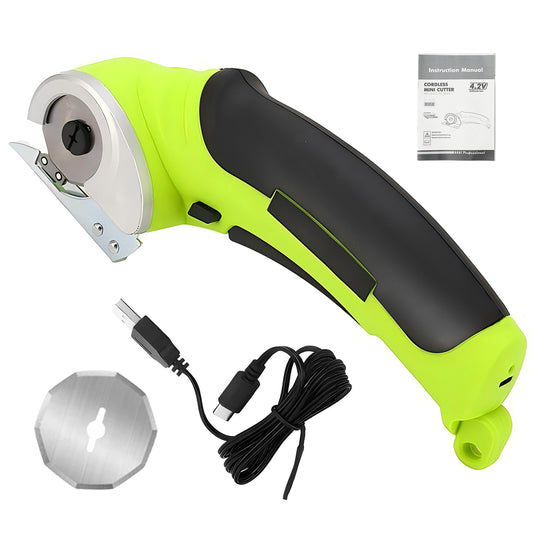Cordless Electric Scissors, Cardboard Cutter, Rechargeable Powerful 4V Scissor Cutting Tool for Cardboard, Fabric, Leather, Green
