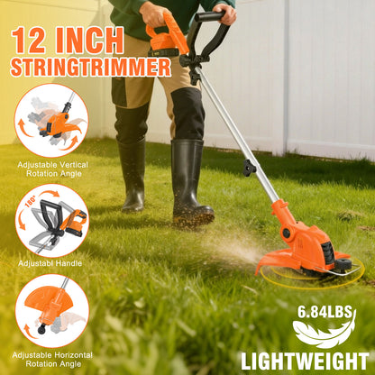 CATGOOD 12" Electric String Trimmer, Cordless Battery Powered Weed Eater, 3-in-1 Cordless Grass Trimmer Edger