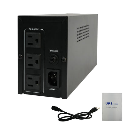 UPS 500VA/300W 120V Backup Power, 3 Outlets, Battery Backup with Surge Protection, Suitable for Home and Office