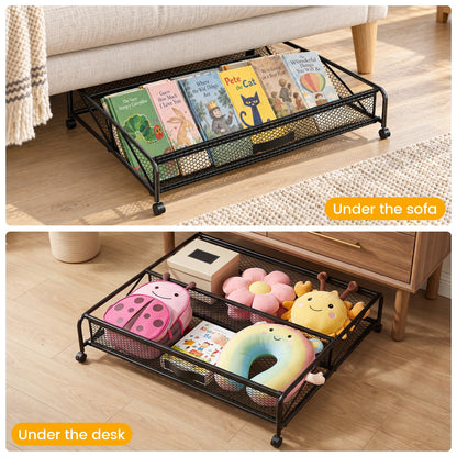 Under Bed Shoe Storage Organizer, Under Bed Storage Containers with Wheels for Under Bed Shoe Organizer Drawer, 2 Pack