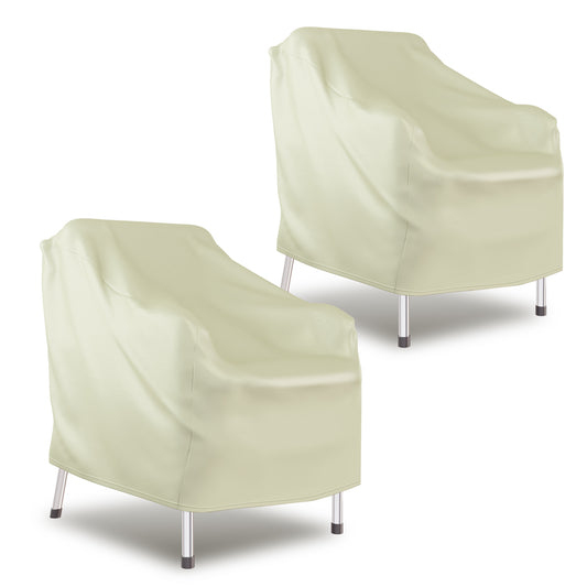 CATGOOD 2 Pack Heavy Duty Patio Chair Covers, Outdoor Chair Covers Waterproof for Lounge Chairs, Deep Seat Cover for Lawn Garden, Khaki