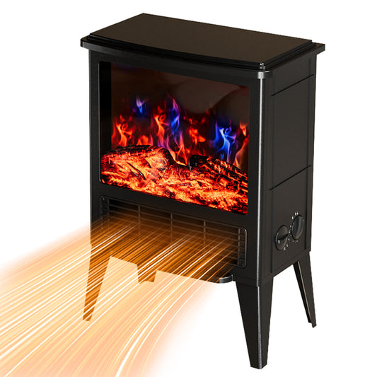 1500W Electric Fireplace, Infrared Fireplace Heater Stove with 3D Realistic Flame, Electric Heater with Overheat Safety Design and Adjustable Heating Modes for Home Bedroom Office, Black
