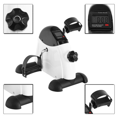 Under Desk Exercise Bike,Stationary Foot Pedal Exerciser,Portable Mini Exercise Bike with LCD Screen Displays for Leg/Arm Fitness and Health,White