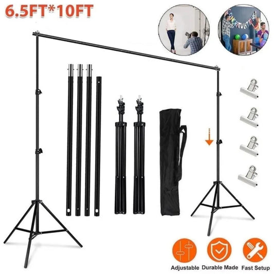 Adjustable Background Support Stand Photography Video Studio Backdrop Kit with Carry Bag,4 Backdrop Clamps