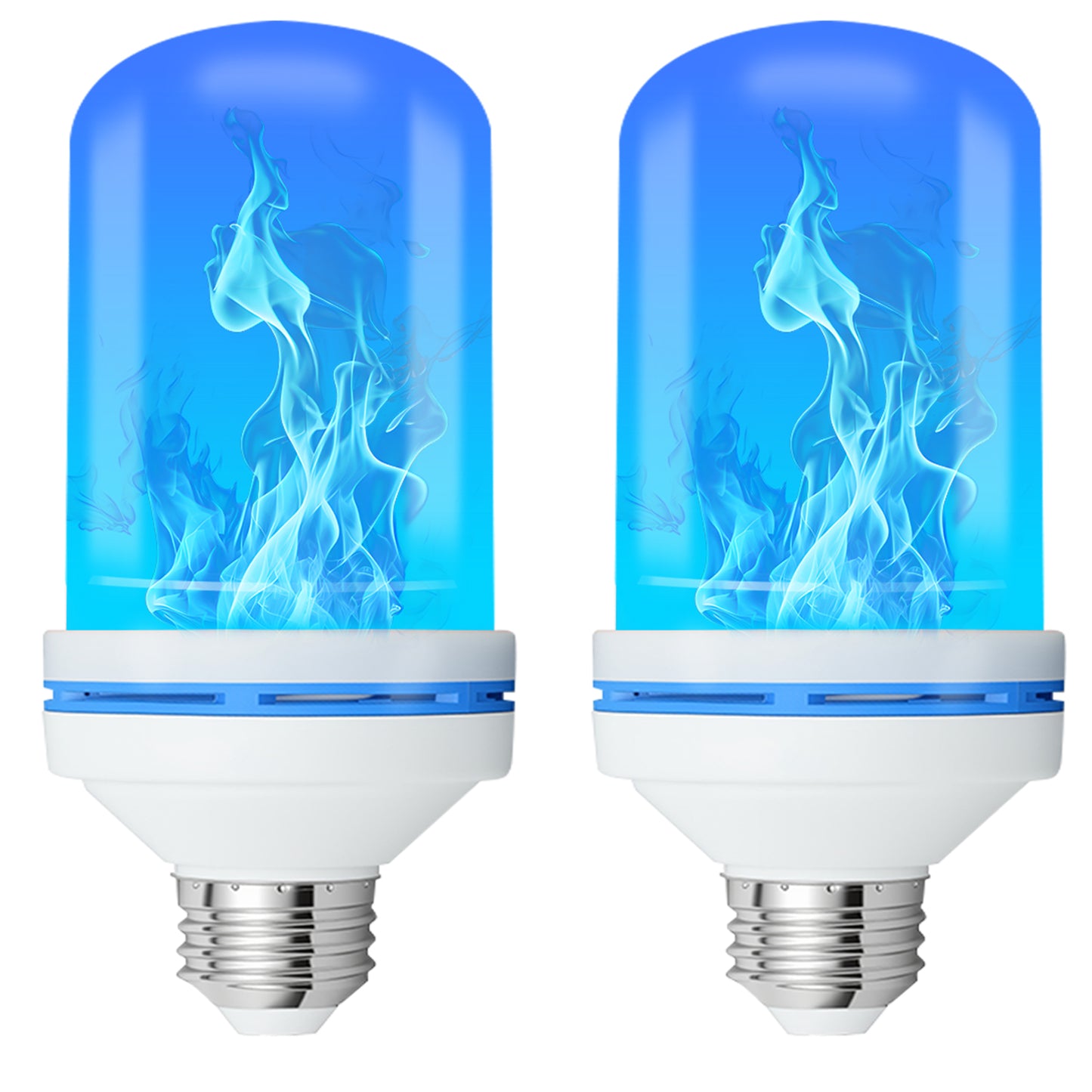 Catgood Blue LED Fire Effect Bulb, 4 Modes Simulated Flickering Flame, E26 Base for Indoor Outdoor Holiday Decor, 2 Pack