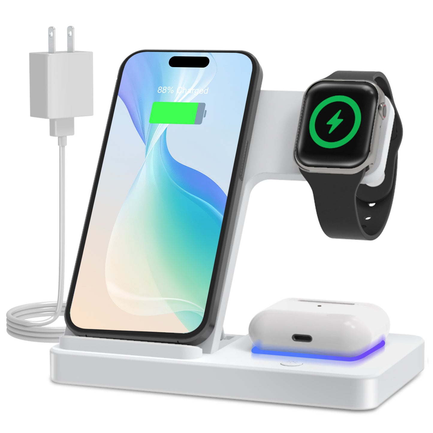 Wireless Charger, Magnetic Fast Charging Stand Compatible with iPhone 16 15 14 13 12 11 Pro Max Plus XS XR X 8, For Apple Watch 9 8 7 6 5 4 3 2 SE, For AirPods 3 2 Pro, 3 in 1 Charging Station