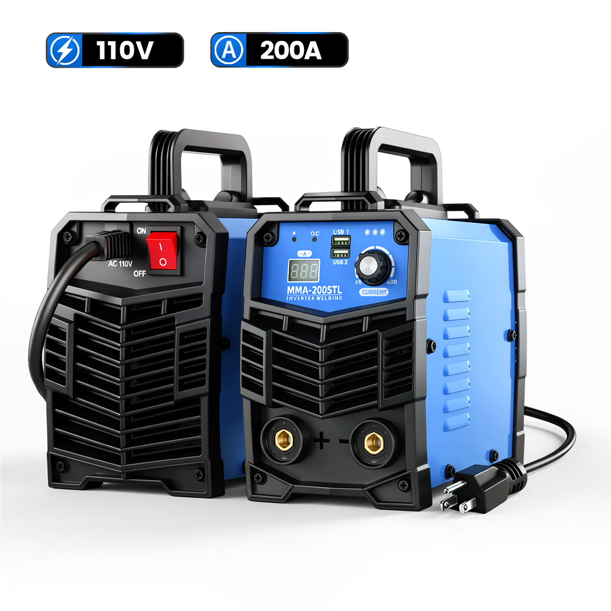 200A Display 110V IGBT Stick Welder Portable MMA Welding Machine with Dual USB and Shoulder Strap