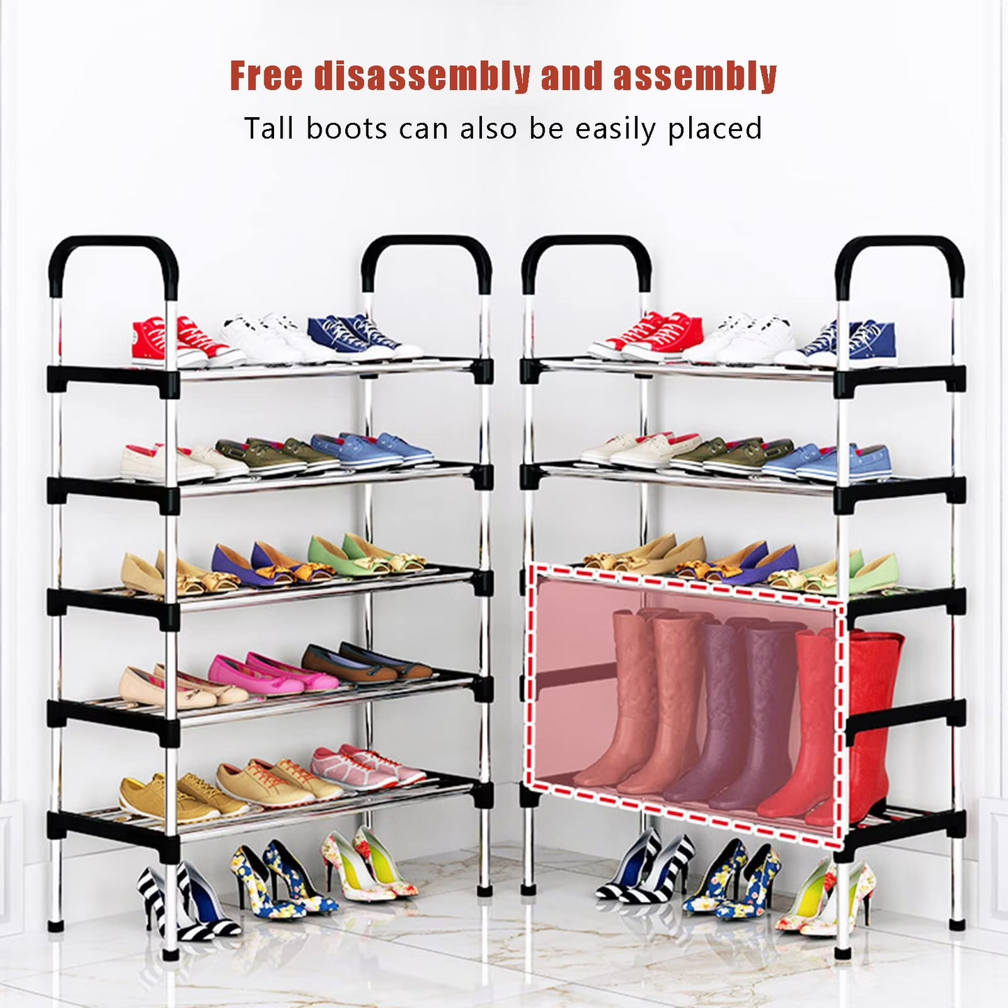 6-Tier Multifunctional Shoe Rack, Easy-to-Assemble Multi-Layer Shoe Storage Shelf for Hallways, Bedrooms, Bathrooms, Offices, and Living Rooms