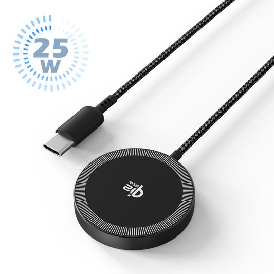 Wireless Charger, 25W Charging Pad Compatible with iPhone 17 16 15 14 13 12 Series, Magnetic Portable Charger Compatibe with AirPods 4 3 2 Pro, Phone Charger, A Perfect Gift, Black