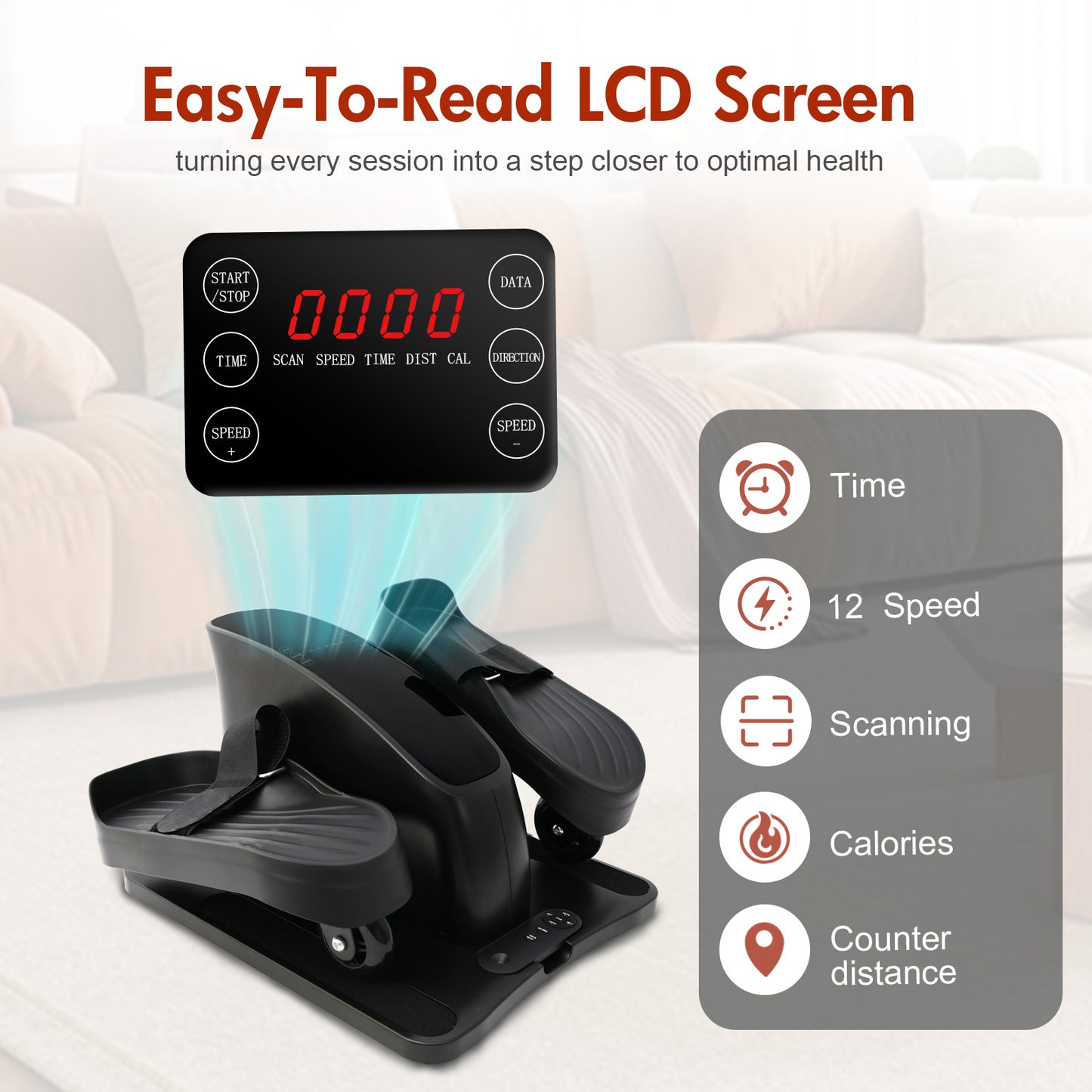 CATGOOD Under Desk Elliptical Machine, Ellipse Leg Exerciser for Seniors Fully Assembled, Quiet & Portable Electric Seated Pedal Exerciser with Remote Control Adjustable Speeds