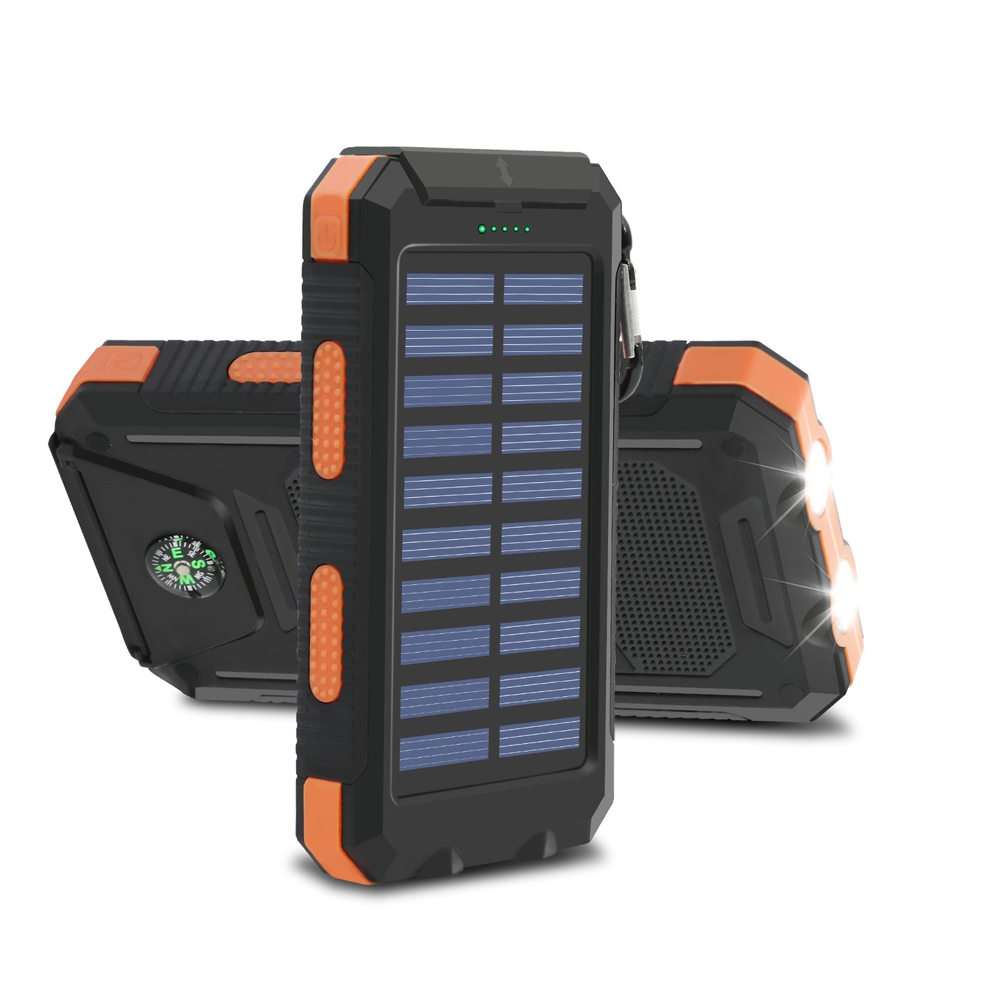 20000mAh Solar Charger for Cell Phone iPhone, Portable Solar Power Bank with Dual 5V USB Ports, 2 LED Light Flashlight, Compass Battery Pack for Outdoor Camping Hiking
