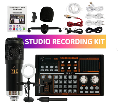 Podcast Equipment Bundle, WXH1000 Microphones for DJ18 Live Sound Card, Perfect for Podcasting, Recording, Singing, Streaming