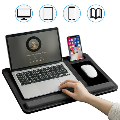 Baokaler Lap desk, Portable Laptop Desk with Pillow, Lapdesk Table with Soft Pillow, Fits up to 15.6 inches, Black