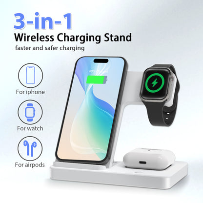 Wireless Charger, Magnetic Fast Charging Stand Compatible with iPhone 16 15 14 13 12 11 Pro Max Plus XS XR X 8, For Apple Watch 9 8 7 6 5 4 3 2 SE, For AirPods 3 2 Pro, 3 in 1 Charging Station