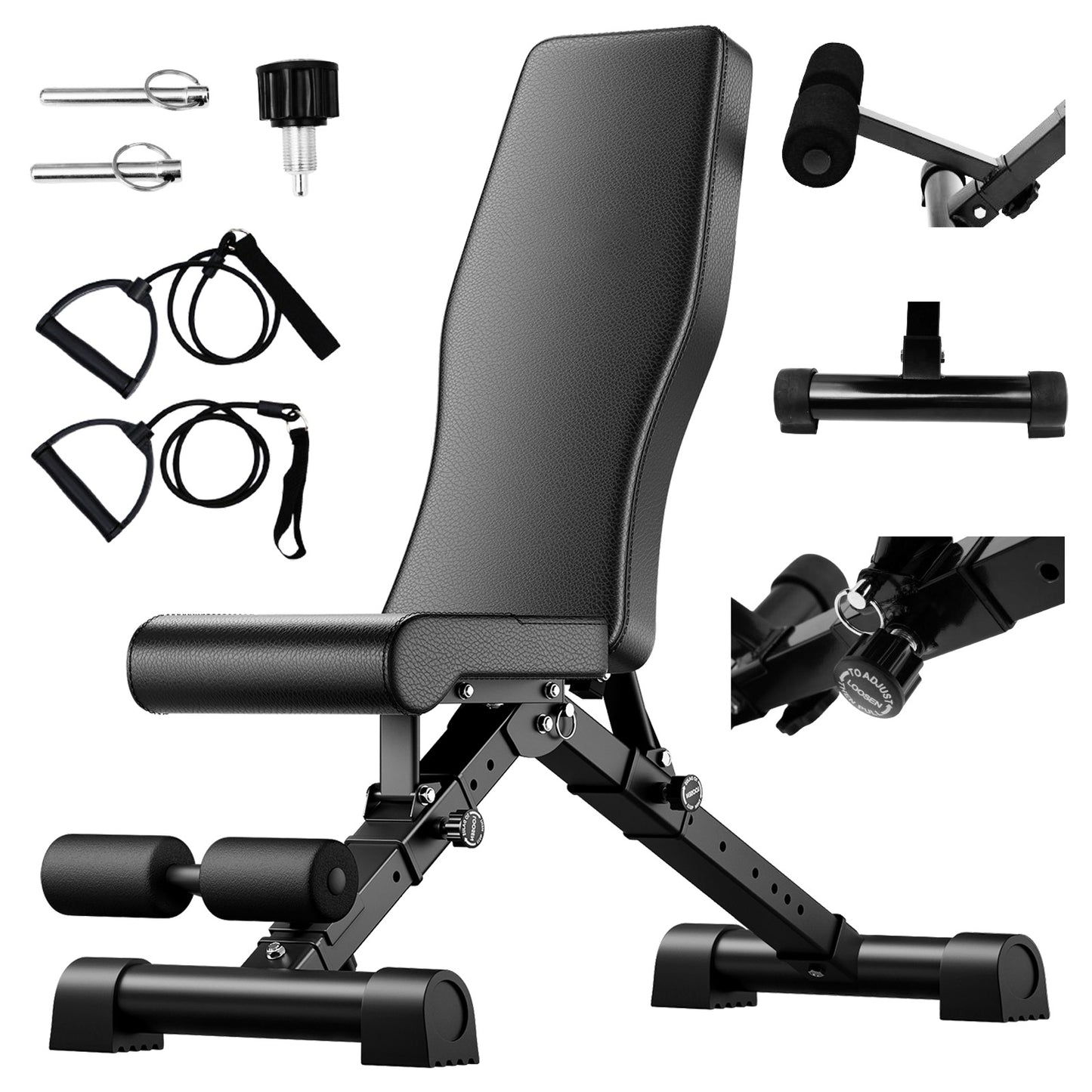 Weight Bench, Foldable 8-in-1 Workout Bench for Full Body Exercise, 1000lb Max Load, Adjustable Fitness Bench for Home Gym Strength Training