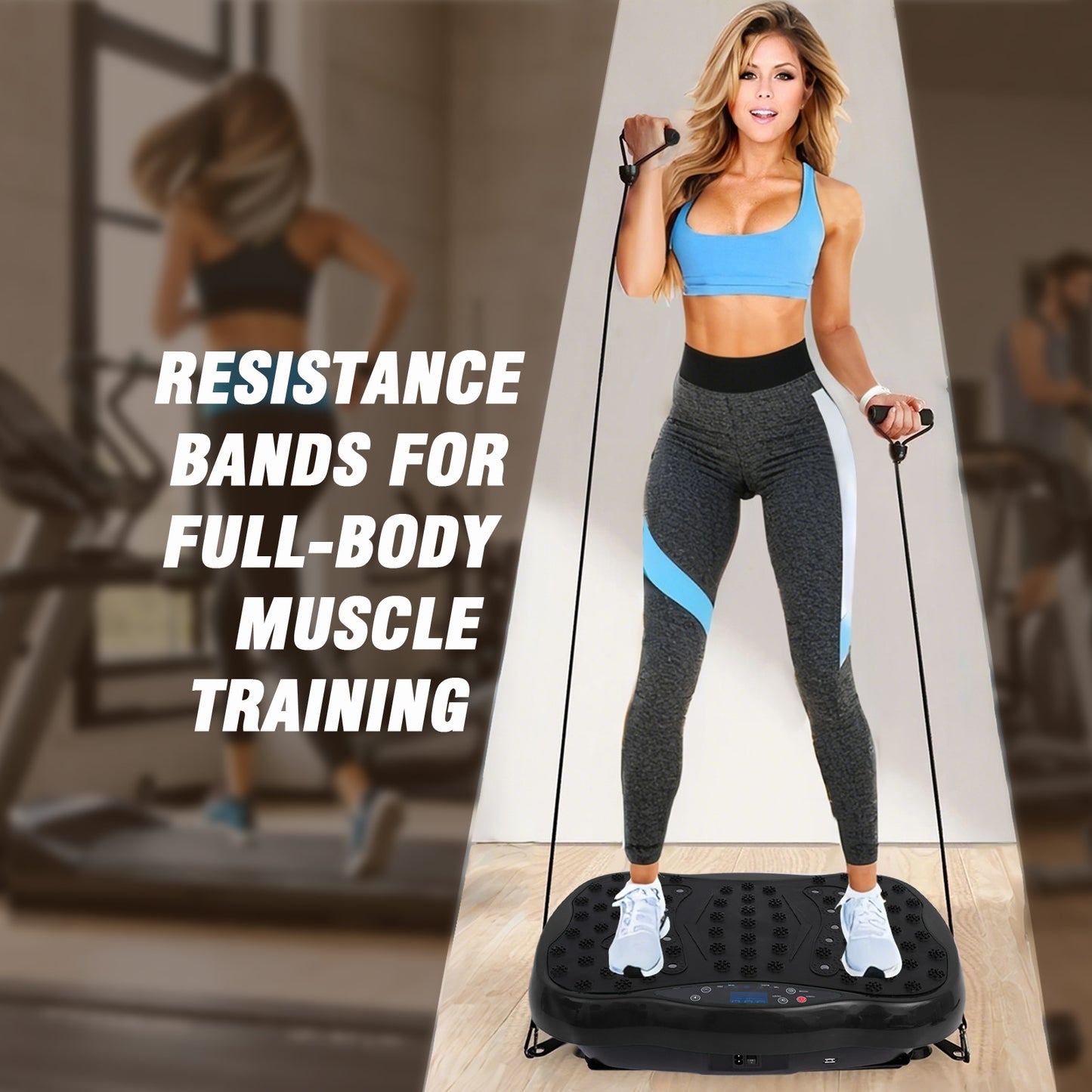 CATGOOD Vibration Plate Exercise Machine, Full Body Vibration Platform with 2 Loops & 5 Resistance Bands for Wellness and Fitness, Blue