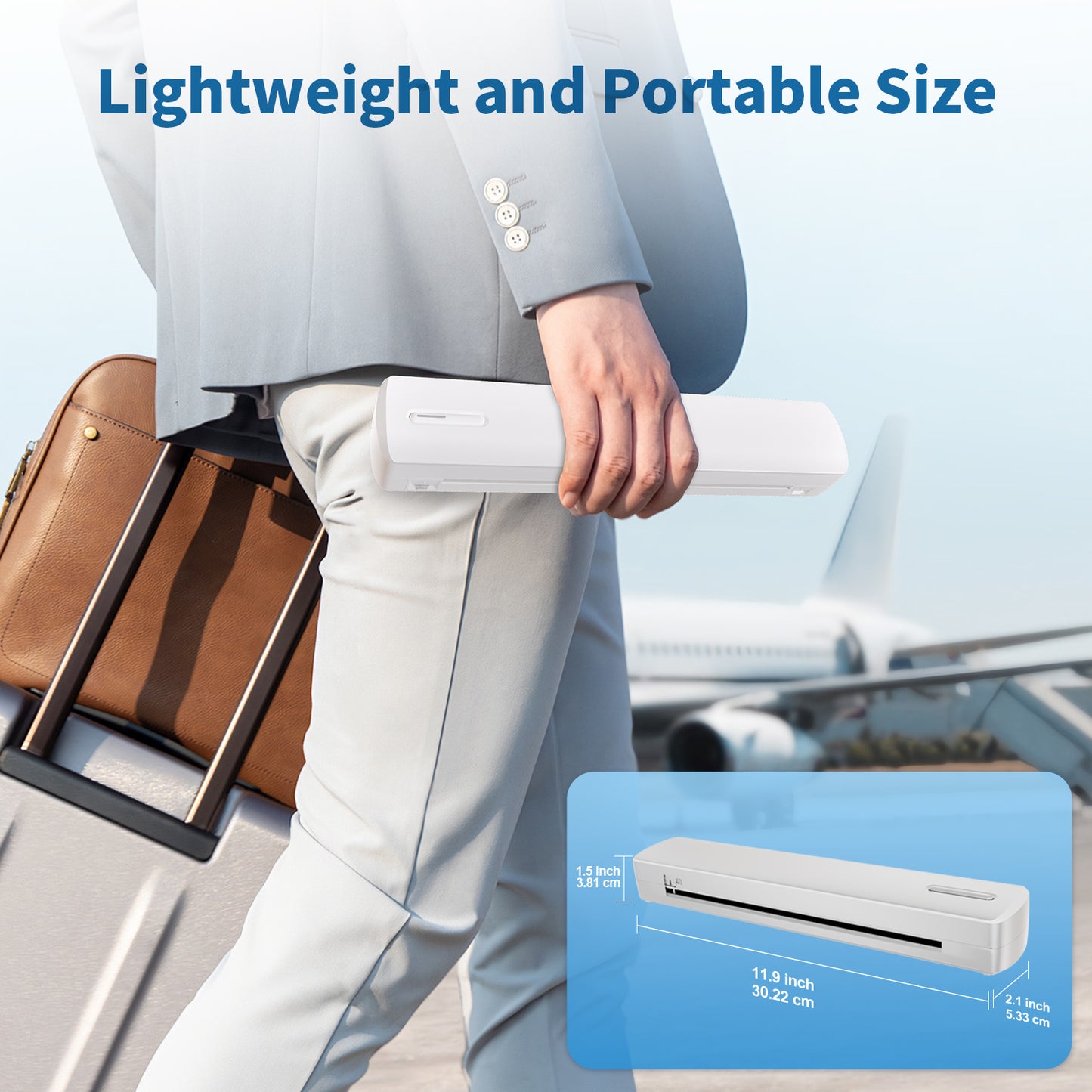 Wireless Printer, A4 Thermal Printer, Monochrome for Travel, Mobile Office School Home, Bluetooth Printer Compatible with Ios and Android, for Phone and Laptop