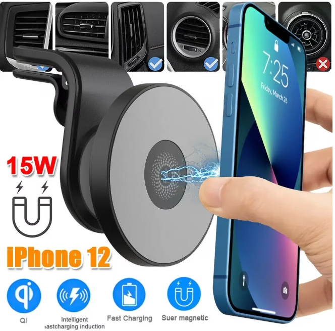 Magnetic Car Mount Charger for Mag-Safe,15W Fast Wireless Car Charger, 360¡ã Rotating Magnetic Phone Holder for Car Air Vent, Compatible with iPhone 17 16 15 14 13 12,Car Accessories£¬Black