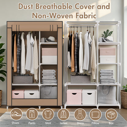 BAOKALER Closet Organizers and Storage, Hanging Closet Organization, Non-Woven Fabric Clothing Storage for Home Bedroom Living Room, Coffee