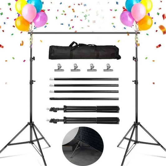 Adjustable Background Stand with Carry Bag Clamps for Wedding Party Stage Decoration Black