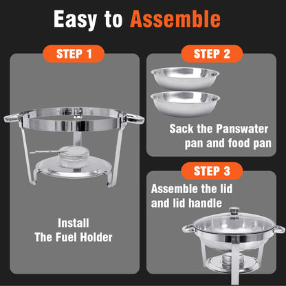 CATGOOD Chafing Dishes for Buffet, 5.3QT Chafing Dish Buffet Set, Food Warming Trays for Buffet, for Home Parties, Christmas Gatherings, Catering Events, Black/ 4 Pack