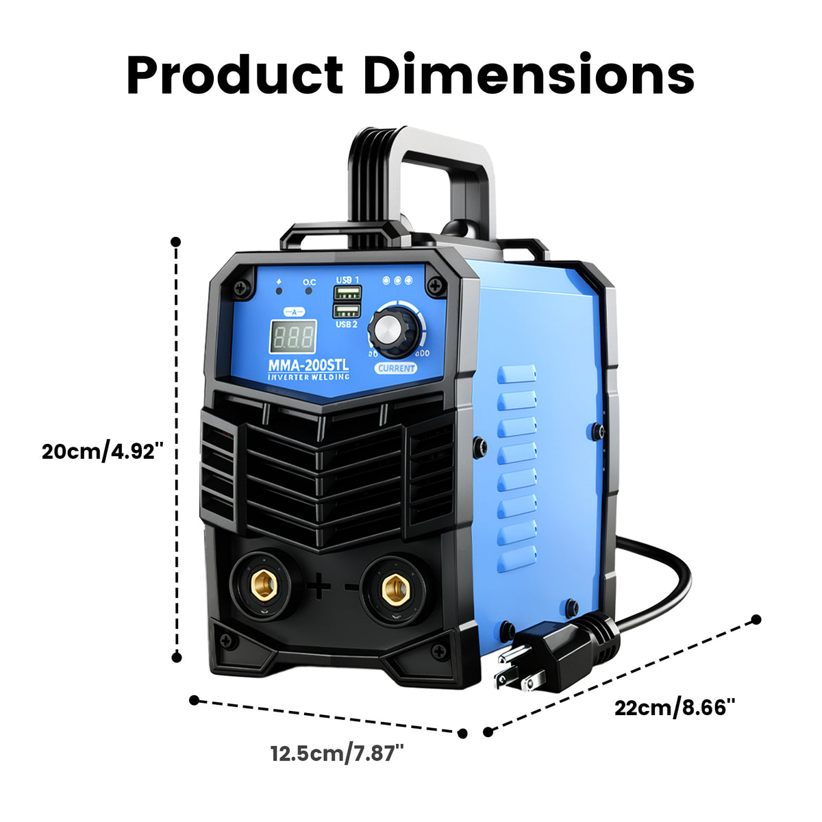 200A Display 110V IGBT Stick Welder Portable MMA Welding Machine with Dual USB and Shoulder Strap
