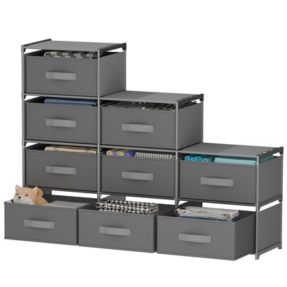 BAOKALER Non-Woven Fabric Multi-Functional Storage Cabinet, 9-Drawer Open Storage Shelf, 10.24×47.24×34.65 Inches, for Bedroom, Living Room, Hallway, Gray
