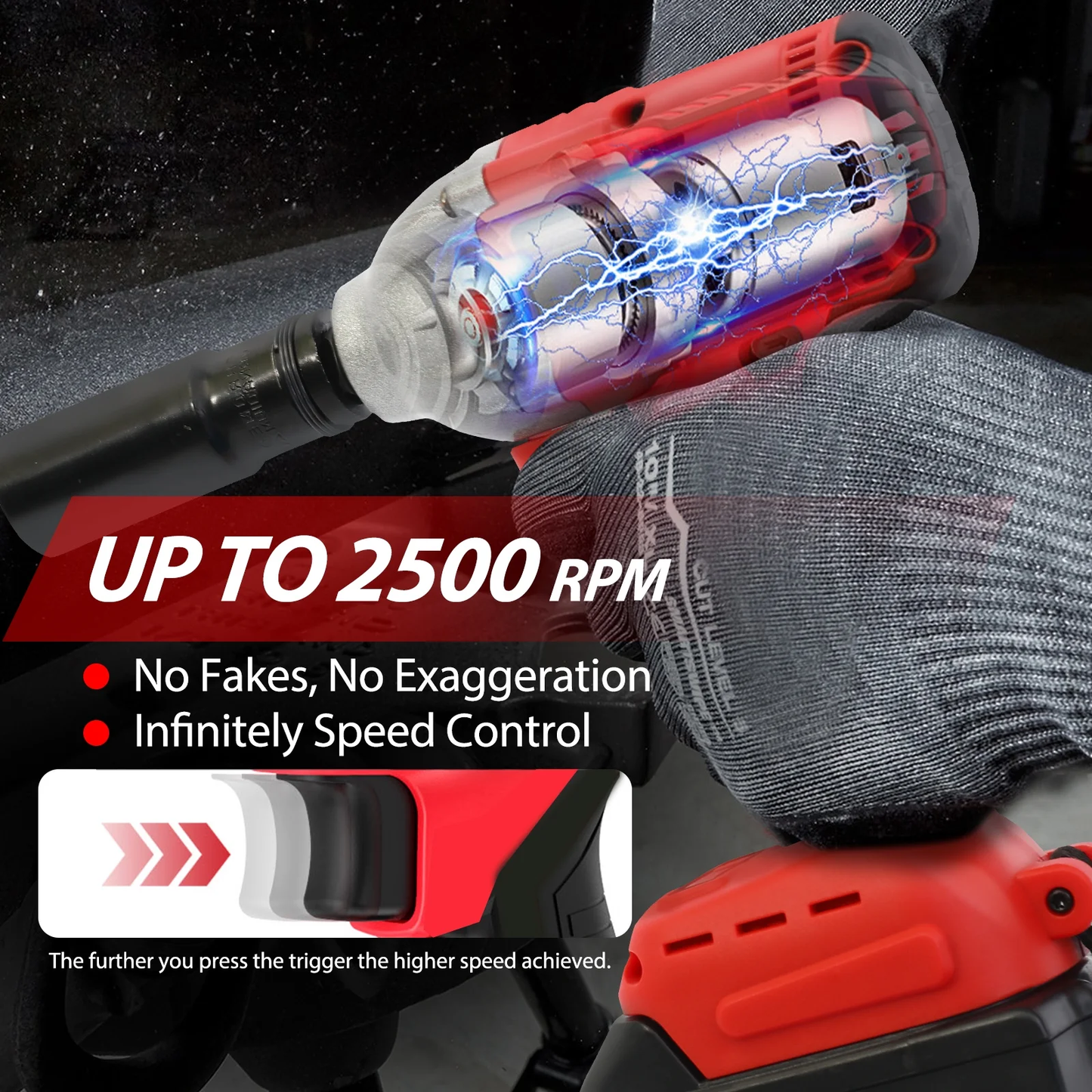 Baokaler Cordless Impact Wrench, Max Torque 740 Ft-lbs Impact Gun 1/2 inch, High Efficiency Brushless Motor with Fast Charger and 2 Battery