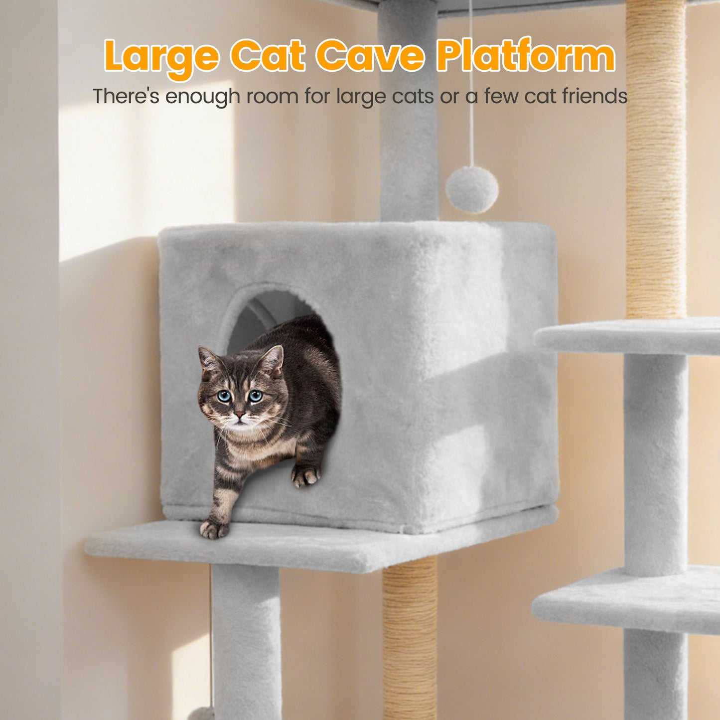 Sturdy Cat Tree: 40-Inch Indoor Cat Tower with Steps for Easy Climbing, Hiding Caves, Scratching Posts & Toys, Perfect for Big Cats