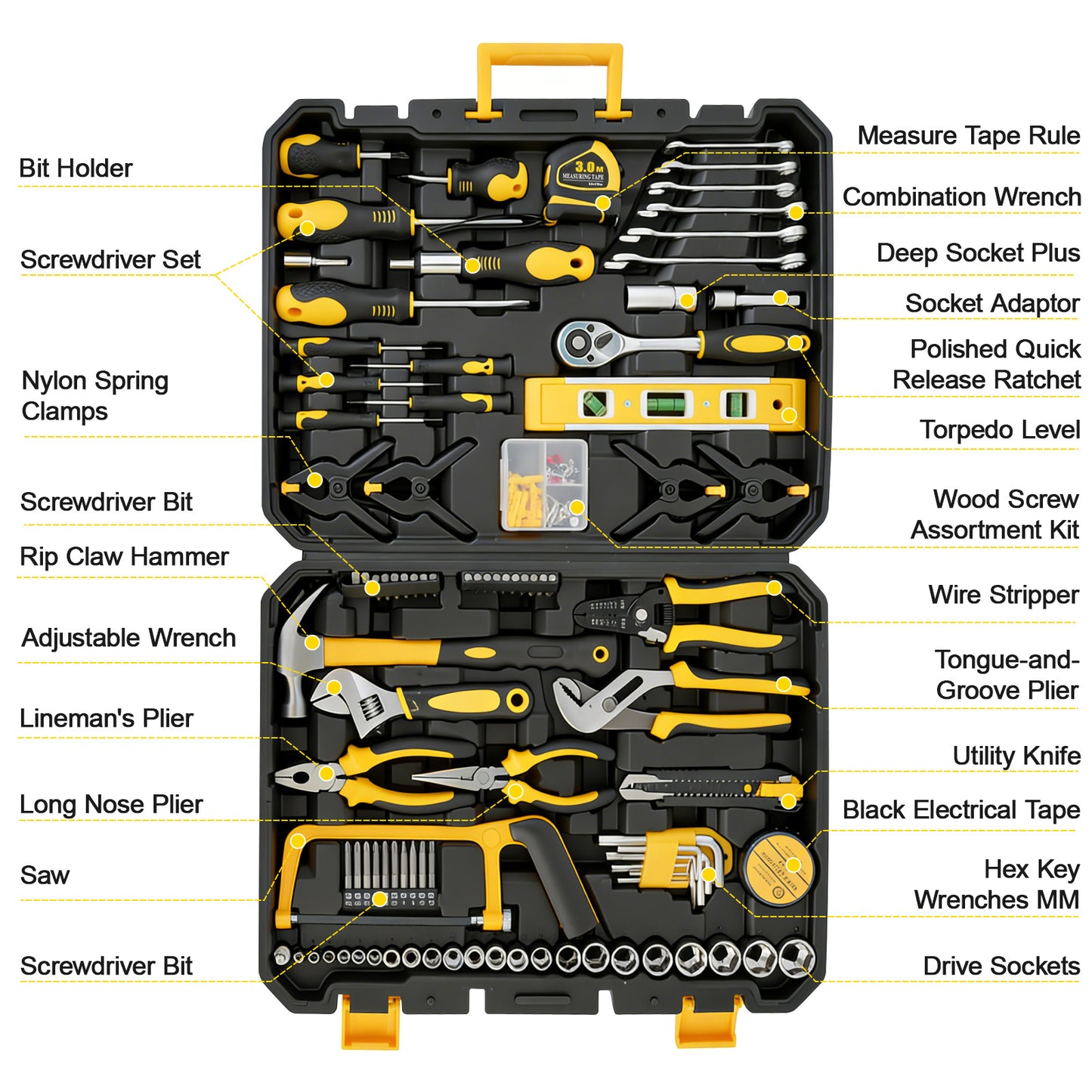 CATGOOD 168 Piece Tool Set, Household Tool Kit, Auto Repair Tool Set General Mechanic Tool Kit and Socket Set with Toolbox Storage Case